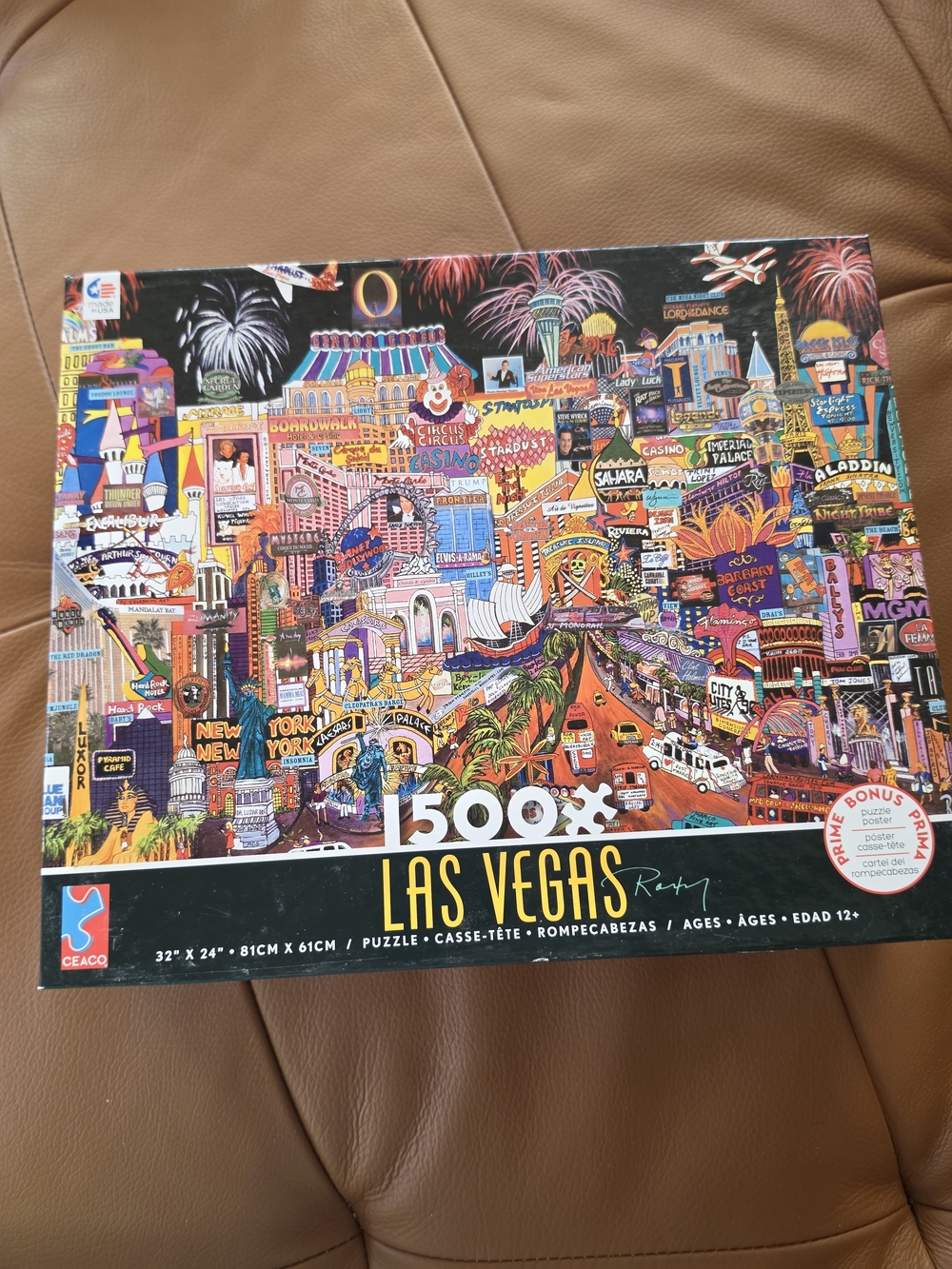 Las Vegas 1500-Piece Jigsaw Puzzle - Poster Included - 2017 - EUC